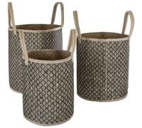 Atmosphera - Trio de panier en osier Nomade - Beige et Noir Noir G