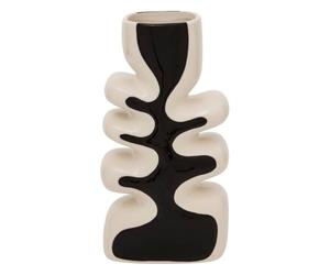 Atmosphera - Vase Vague twis céramique Noir et Blanc h28cm