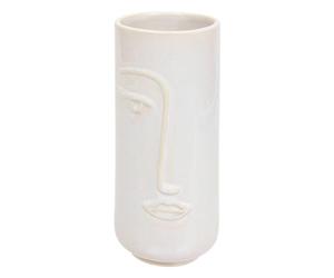 Atmosphera - Vase Visage Sculpté Soleya - Blanc - D 11 x H 25 cm - Céramique, Style Scandinave - pour Salon, Chambre, Bureau