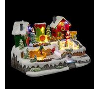 Atmosphera - Village de noël lutins Joueurs et père noël animé/Musical 13 LED + transfo