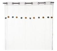 Voilage enfant pompons bleu 140x240cm - Atmosphera createur d'interieur