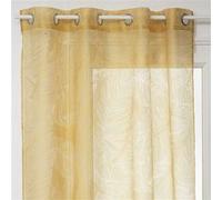 Atmosphera - Voilage Dévo à imprimé feuille - 140 x 240 cm - Ocre - Dévo Jaune G