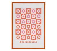 Atmosphera x Cha Cha Pop - Affiche Encadrée Bloomorama Rose - 50 x 70 cm - Motif Damier et Fleurs - Décoration Murale Salon, Chambre