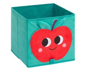 Atmosphera x Cha Cha Pop - Boîte de Rangement Enfant Pomme d'amour - 29 cm - Velours Vert Pliable - Bac à Jouets pour Meuble à Casiers