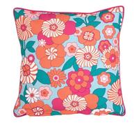 Atmosphera x Cha Cha Pop - Coussin d'Extérieur Bloomorama Fleuri - 40 x 40 cm - Tissu Déperlant et Déhoussable - Jardin, Balcon, Terrasse