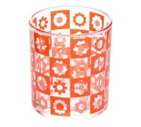 Atmosphera x Cha Cha Pop - Gobelet en Verre Bloomorama Damier Rose - 300 ml - Design Arty et Floral - Verre à Eau ou Jus
