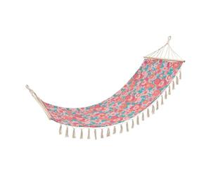 Atmosphera x Cha Cha Pop - Hamac Bloomorama Multicolore - 270 x 80 cm - Coton et Polyester avec Franges - Jardin, Plage, Camping