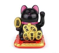 Atmosphère animée avec une charmante décoration de chat porte-bonheur à énergie solaire de 5,1 cm pour n'importe quel espace (noir)