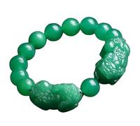 ATMRC Bracelet extensible en perles d'aventurine naturelle Double Pixiu, Talisman fort for la prospérité, l'argent, bonne chance(14MM)