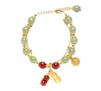ATMRC Natural Red Agate Bracelet for Women, Chinese Style Elegant Peanut Charm Crystal Beaded Bracelet Creative Gift