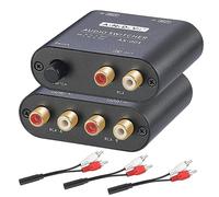 AtNeDcVh RCA / 3,5 mm 1 entrée 2 sorties / 2 entrées 1 sortie commutateur audio bidirectionnel, 2 voies stéréo L/R canal sonore haut-parleur casque audio commutateur sélecteur répartiteur (Noir)