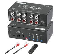 AtNeDcVh Répartiteur audio bidirectionnel RCA 4 voies, 1 en 4 sorties, 4 en 1 sortie, canal audio stéréo, commutateur de sélection, avec télécommande pour haut-parleurs, amplificateur