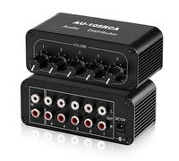 AtNeDcVh Répartiteur audio stéréo 5 voies RCA 1 entrée 5 sorties Amplificateur de distribution audio RCA Distributeur de signal pour haut-parleurs, casques amplis - avec contrôle du volume - Gain 6dB