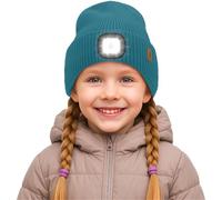 ATNKE Enfants LED Bonnet Lampe Frontale, USB Rechargeable 4 LED Chapeau Course Lumière Mains Libres Headlamp Hiver Chaud Polaire Doublé Tricot Bonnet Cadeaux pour Garçons et Filles