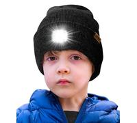 ATNKE Enfants LED Bonnet Lampe Frontale, USB Rechargeable 4 LED Chapeau de Course Ultra Lumineux Mains Libres Lumière Hiver Chaud Tricot Bonnet Cadeaux pour Garçons et Filles/Dark Grey