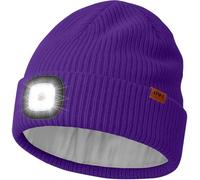 ATNKE LED Bonnet Lampe Frontale avec Polaire Doublé, USB Rechargeable 4 LED Chapeau Course Ultra Lumineux Lumière Mains Libres Hiver Chaud Laine Tricot Casquette pour Homme et Femme
