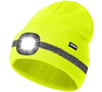 ATNKE LED Bonnet Lampe Frontale, USB Rechargeable 4 LED Chapeau de Course Ultra Lumineux Lumière Hiver Chaud Tricot Bonnet avec Réfléchissante Bande Cadeaux pour Hommes et Femmes