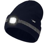 ATNKE LED Bonnet Lampe Frontale, USB Rechargeable 4 LED Chapeau de Course Ultra Lumineux Lumière Hiver Chaud Tricot Bonnet avec Réfléchissante Bande Cadeaux pour Hommes et Femmes