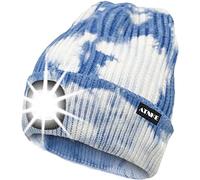 ATNKE LED Bonnet Lampe Frontale,USB Rechargeable Chapeau de Course Ultra Lumineux 4 LED Étanche Lumière Hiver Chaud Phare Cadeaux pour Hommes et Femmes/Tie Dye Blue
