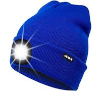 ATNKE LED Lumineux Bonnet Chapeau, USB Rechargeable 4 LED Chapeau de Course Lampe Frontale Étanche Lumière Hiver Cadeaux pour Hommes et Femmes