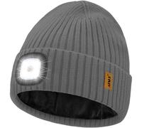 ATNKE LED Lumineux Bonnet Chapeau,USB Rechargeable 4 LED Course Chapeau Lumière Mains Libres Lampe Frontale Hiver Chaud Polaire Doublé Tricot Beanie Cadeaux pour Homme et Femme