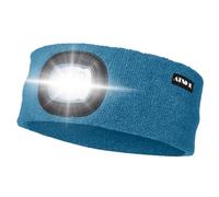 ATNKE LED Sport Bandeau,Rechargeable par USB Ultra-Lumineux 4 Lampe,Elastique Antidérapant Bandeau Cheveux Sueur Absorbant pour Running Basketball Yoga Cyclisme Fitness/Peacock Blue