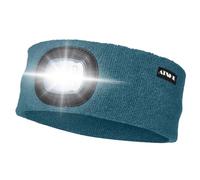 ATNKE LED Sport Bandeau,Rechargeable par USB Ultra-Lumineux 4 Lampe,Elastique Antidérapant Bandeau Cheveux Sueur Absorbant pour Running Basketball Yoga Cyclisme Fitness/Olive Green