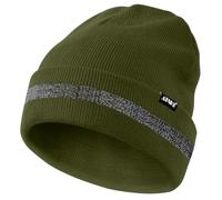 ATNKE Reflective Beanies Safety High Visibility Winter Thermal Knitted Hat with Reflective Stripe Suitable Outdoor Work Sports Army Green