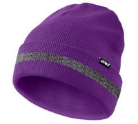 ATNKE Reflective Beanies Safety High Visibility Winter Thermal Knitted Hat with Reflective Stripe Suitable Outdoor Work Sports Dark Purple