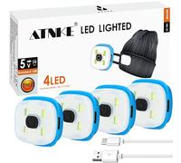 ATNKE Remplacement LED Bonnet Lampe Frontale, USB Type C Rechargeable Ultra Brillant Lumière Mains Libres Lampe Frontale Cadeaux pour Hommes et Femmes/Type C/White Light-4PC