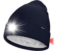 ATNKE Unisexe 8 LED Bonnet Lampe Frontale,USB Rechargeable Rouge Feu Arrière Clignotant Chapeau de Course Lumière Chaud Polaire Doublée Tricot Bonnet Cadeaux pour Hommes et Femmes