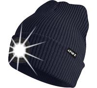 ATNKE Unisexe LED Bonnet Lampe Frontale,USB Rechargeable 4 LED Chapeau de Course Ultra Lumineux Lumière Hiver Chaud Tricot Bonnet Cadeaux pour Hommes et Femmes/Navy Blue