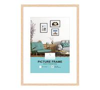 ATOBART Cadre photo A3 - En bois de chêne - Avec passe-partout - Pour impression au format A4 - Cadre pour certificats et posters - Avec plexi-glass - Pour montage mural - 29,7 x 42 cm - 1 pièce