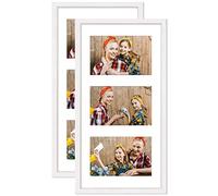 ATOBART Image de structure d'image en bois massif, cadre en plusieurs couleurs optionnelles, cadre pour photos ou images, 10x15x3 cm, 3 images, 2 sets blanches