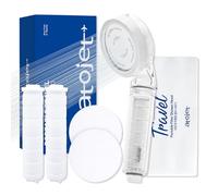 ATOJET Ensemble de douche de voyage mini, qui augmente le legs de beauté coréen, compact et portable, filtres à charbon pur pour une peau plus douce et des cheveux plus lisses, 2 filtres et sac de