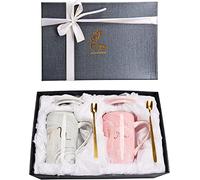 Atoke 2Pcs Ensembles de Mugs,Mr Mrs Tasses Café En Céramique Cadeau pour Cadeaux de Noël,Mariage,Couple,Anniversaire,Fiançailles,Saint Valentin,400ML