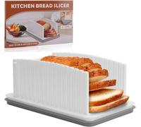 Atoke Trancheuse à pain pour pain fait maison, guide de tranchage du pain en plastique, largeur réglable, guide de coupe pliable avec plateau pour pain, bagel, pain, levain, gâteau