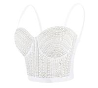 atokiss Bustier en perles et perles pour femme, Perles blanches, Medium