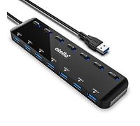 atolla 7 Port USB 3.0 Hub Splitter, Ultra Slim USB Power Strip with Individual Power Switch and LED-100 cm Extension