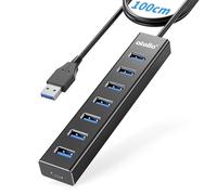 Atolla 7 ports Hub USB 3.0 en aluminium - Adaptateur Multiprise USB 3.0 5 Gbps avec câble de 100 cm, 5 V/3 A Type-C pour PC, ordinateur portable, MacBook, souris, clavier, disque dur, etc.