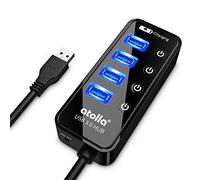 Atolla Data Hub USB 3.0 Multiples 4 Ports Multiprise USB SuperSpeed 5Gb/s de Transfert de données Portable et Un 2.4A Charge Rapide Port(Noir)