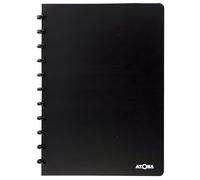 Atoma - Cahier A4 à Anneaux - 72 Feuilles Détachables (144 Pages) avec Marge - Couverture en Polypropylène Recyclable (Noir - Ligné 8mm)