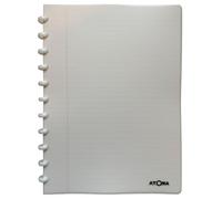 Atoma - Cahier A4 à Anneaux - 72 Feuilles Détachables (144 Pages) avec Marge - Couverture en Polypropylène Recyclable (Blanc - Ligné 8mm)