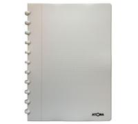 Atoma - Cahier A4 à Anneaux - 72 Feuilles Détachables (144 Pages) avec Marge - Couverture en Polypropylène Recyclable (Blanc - Quadrillé 5x5mm)