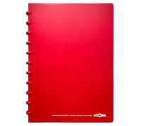 Atoma - Cahier A4 à Anneaux - 72 Feuilles Détachables (144 Pages) avec Marge - Couverture en Polypropylène Recyclable (Rouge - Quadrillé (5x5mm))