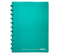 Atoma - Cahier A4 à Anneaux - 72 Feuilles Détachables (144 Pages) avec Marge - Couverture en Polypropylène Recyclable (Turquoise - Ligné (8mm))
