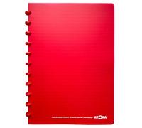 Atoma - Cahier A4 à Anneaux - 72 Feuilles Détachables (144 Pages) avec Marge - Couverture en Polypropylène Recyclable (Rouge - Ligné (8mm))