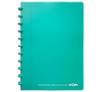 Atoma - Cahier A4 à Anneaux - 72 Feuilles Détachables (144 Pages) avec Marge - Couverture en Polypropylène Recyclable (Turquoise - Quadrillé (5x5mm))