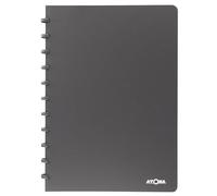 Atoma - Cahier A4 à Anneaux - 72 Feuilles Détachables (144 Pages) avec Marge - Couverture en Polypropylène Recyclable (Gris - Quadrillé 5x5mm)