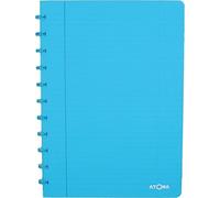 Atoma - Cahier A4 à Anneaux - Ligné 8mm avec Marge - 72 Feuilles Détachables (144 Pages) - Couverture en Polypropylène Recyclable - Turquoise Transparent 23810